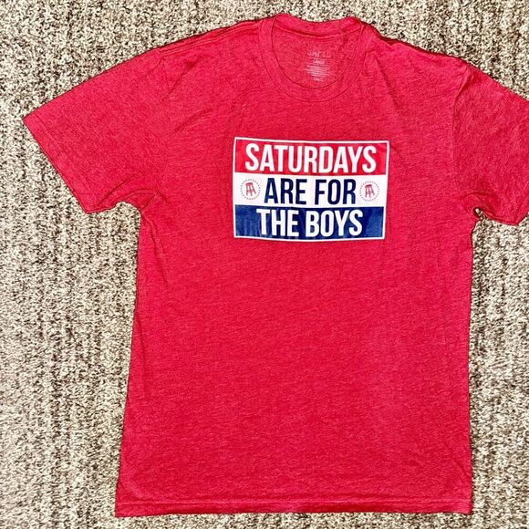 Saturdays Are For The Boys Men's Graphic Golf Tee T-Shirt in Red Size Large - Picture 6 of 9